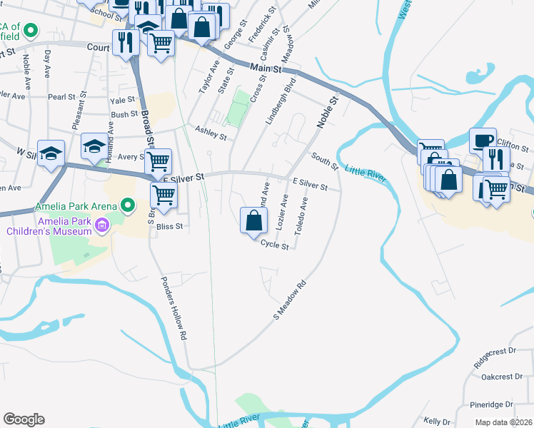 map of restaurants, bars, coffee shops, grocery stores, and more near 26 Cleveland Avenue in Westfield