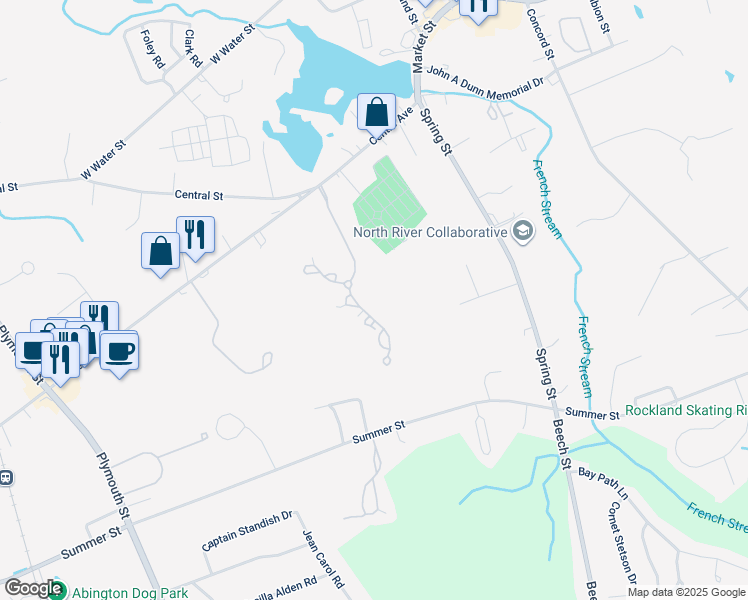 map of restaurants, bars, coffee shops, grocery stores, and more near 84 Willow Pond Drive in Rockland