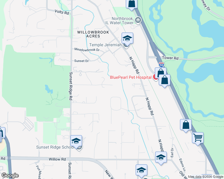 map of restaurants, bars, coffee shops, grocery stores, and more near 180 Old Farm Road in Northfield