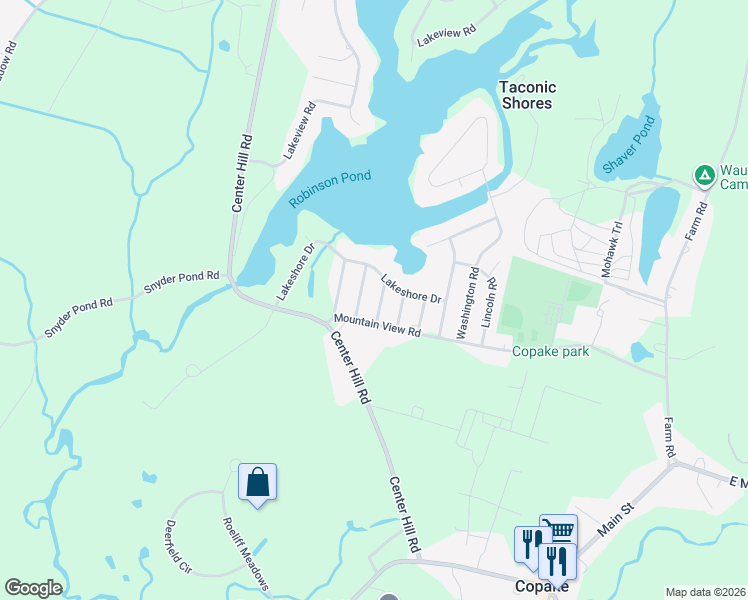 map of restaurants, bars, coffee shops, grocery stores, and more near 11 Robinson Road in Copake