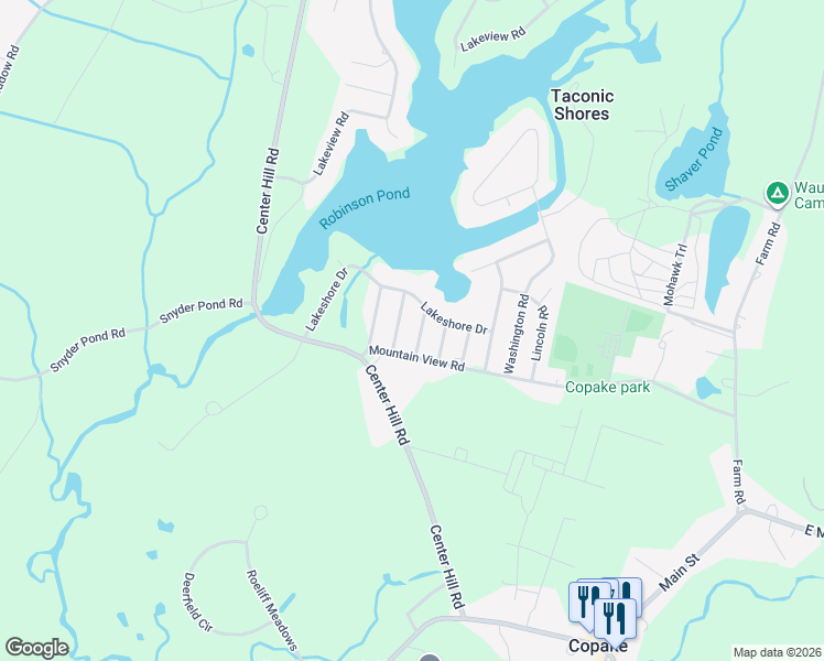 map of restaurants, bars, coffee shops, grocery stores, and more near 11 Robinson Road in Copake