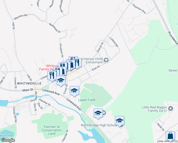 map of restaurants, bars, coffee shops, grocery stores, and more near 27 Brook Street in Northbridge