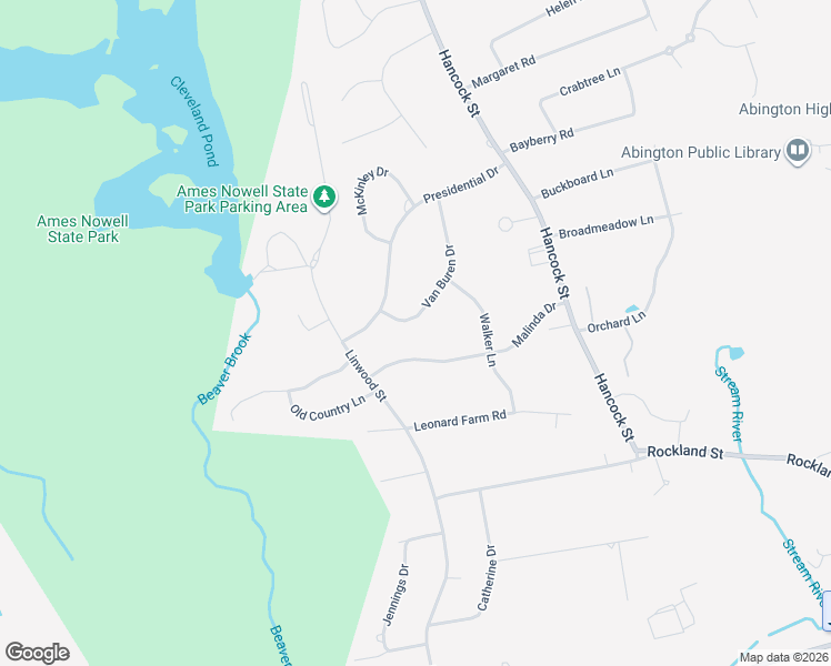 map of restaurants, bars, coffee shops, grocery stores, and more near 173 Malinda Drive in Abington