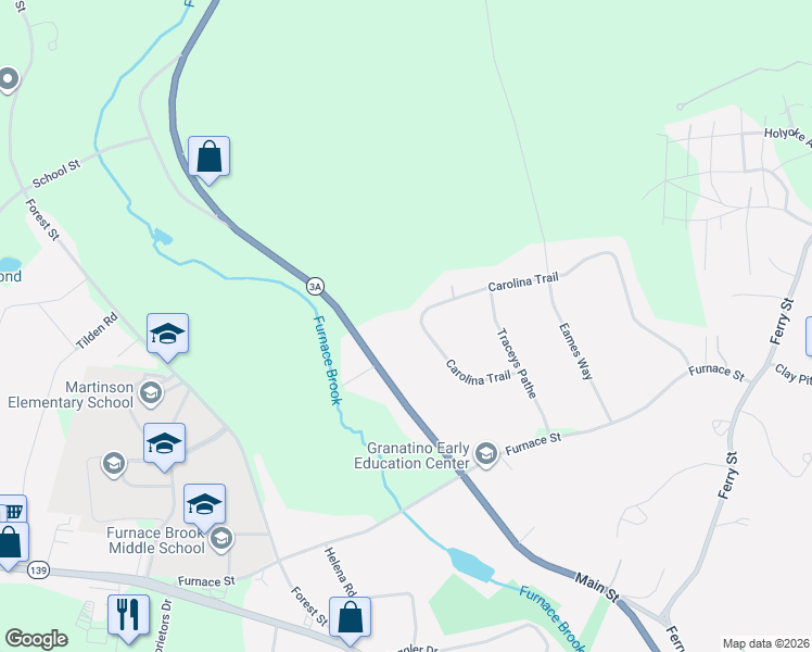 map of restaurants, bars, coffee shops, grocery stores, and more near 23 Carolina Trail in Marshfield