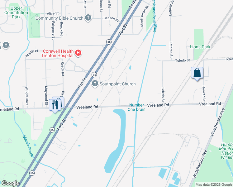 map of restaurants, bars, coffee shops, grocery stores, and more near 3714 Ridge View Drive in Trenton
