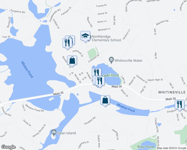 map of restaurants, bars, coffee shops, grocery stores, and more near 21 Arcade Street in Northbridge