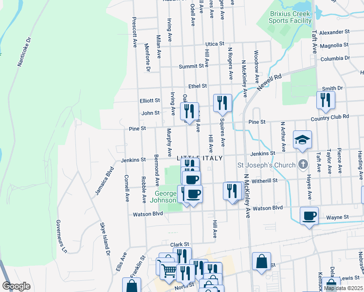 map of restaurants, bars, coffee shops, grocery stores, and more near 316 Murphy Avenue in Endicott