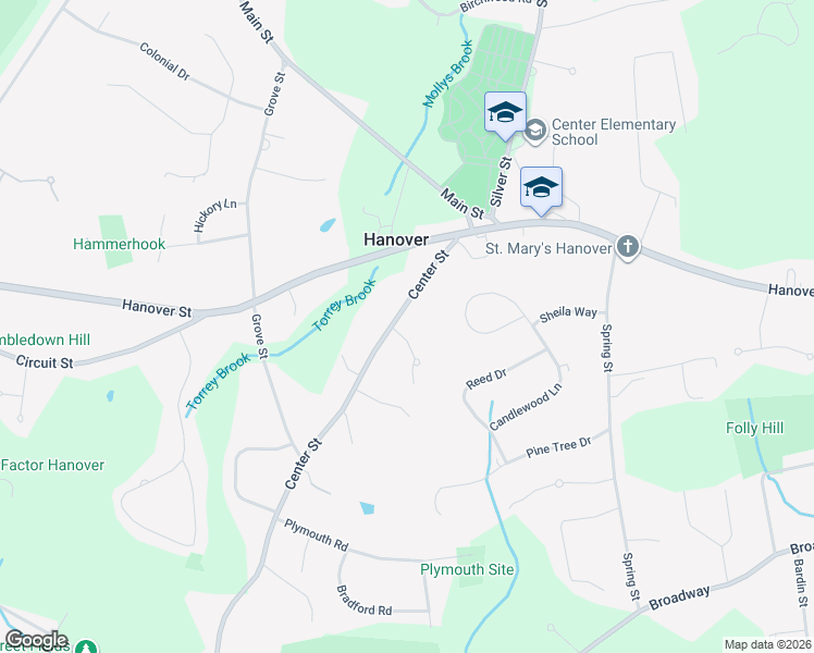 map of restaurants, bars, coffee shops, grocery stores, and more near 103 Center Street in Hanover