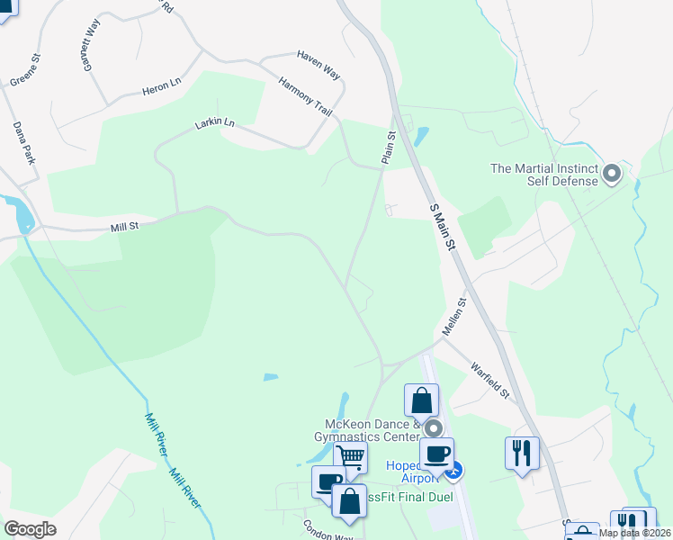 map of restaurants, bars, coffee shops, grocery stores, and more near 5 Mill Street in Hopedale