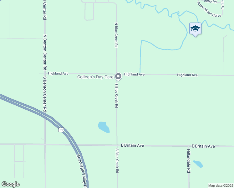 map of restaurants, bars, coffee shops, grocery stores, and more near 162 South Blue Creek Road in Benton Harbor