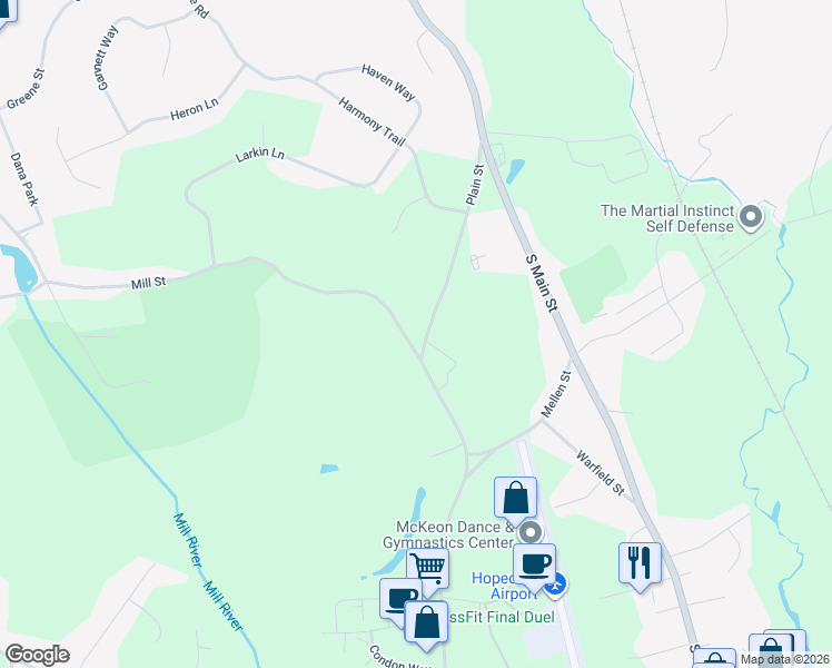 map of restaurants, bars, coffee shops, grocery stores, and more near 5 Mill Street in Hopedale