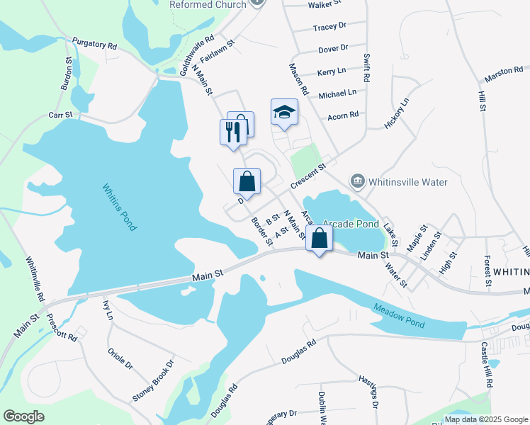 map of restaurants, bars, coffee shops, grocery stores, and more near 13 C Street in Northbridge