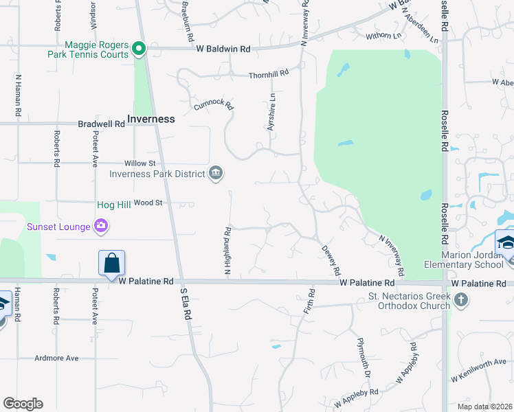 map of restaurants, bars, coffee shops, grocery stores, and more near 1842 Lomond Drive in Inverness