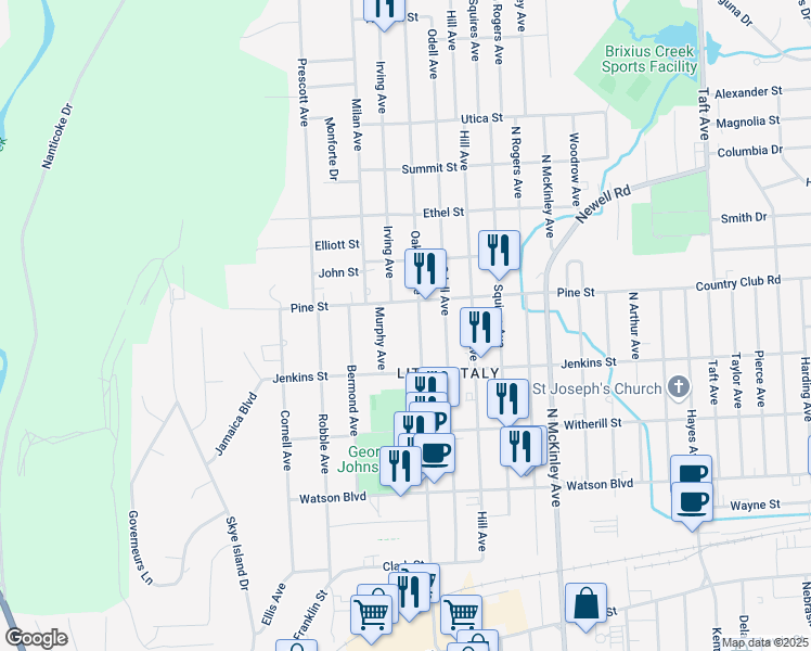map of restaurants, bars, coffee shops, grocery stores, and more near 316 Murphy Avenue in Endicott