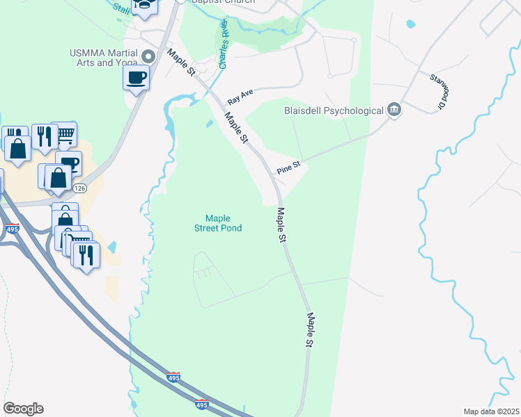 map of restaurants, bars, coffee shops, grocery stores, and more near 123 Maple Street in Bellingham