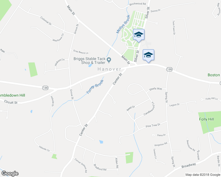 map of restaurants, bars, coffee shops, grocery stores, and more near 103 Center Street in Hanover