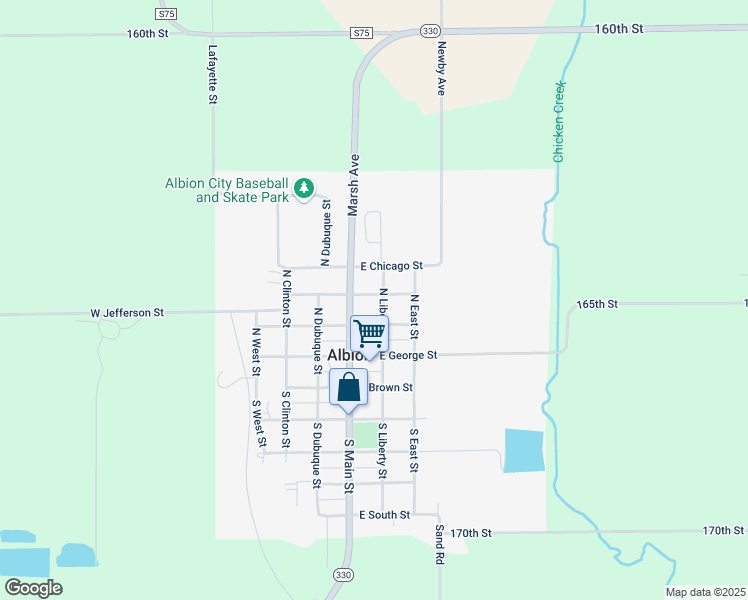 map of restaurants, bars, coffee shops, grocery stores, and more near 101-199 E Jefferson St in Albion