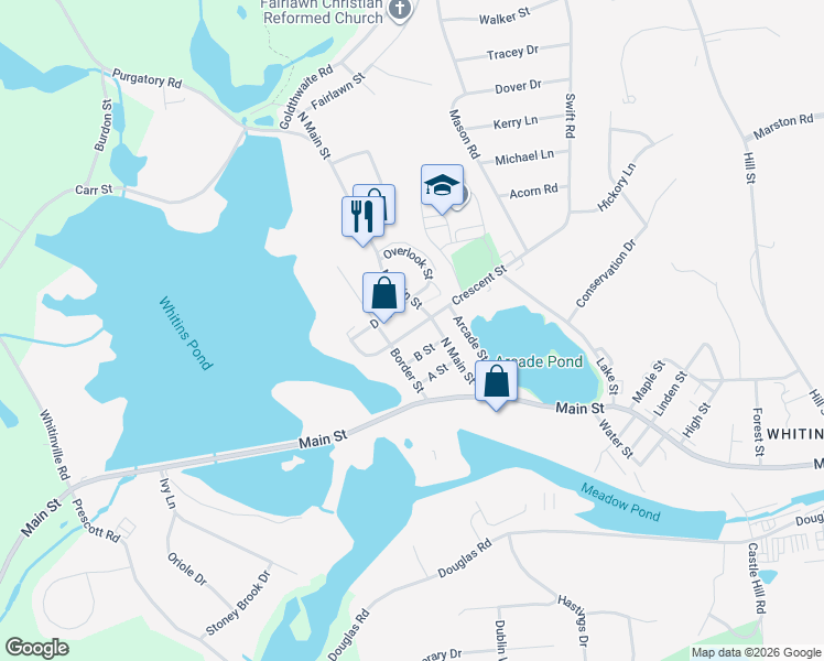 map of restaurants, bars, coffee shops, grocery stores, and more near 13 C Street in Northbridge
