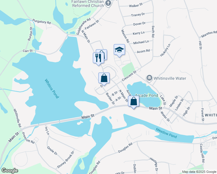 map of restaurants, bars, coffee shops, grocery stores, and more near 13 C Street in Northbridge