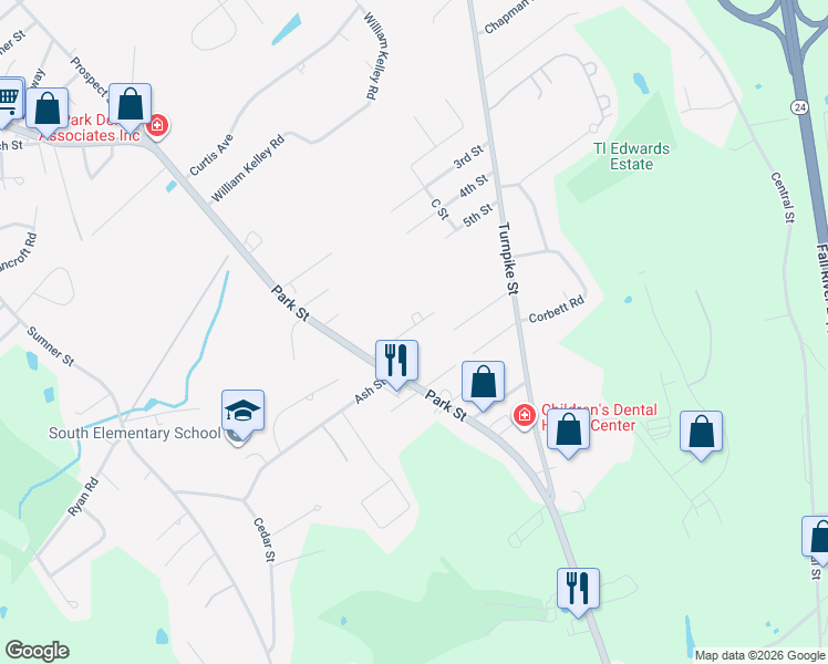 map of restaurants, bars, coffee shops, grocery stores, and more near 53 7th Street in Stoughton