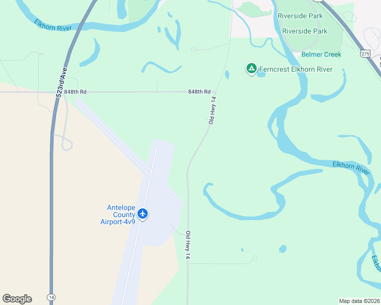 map of restaurants, bars, coffee shops, grocery stores, and more near 84787 Airport Road in Neligh