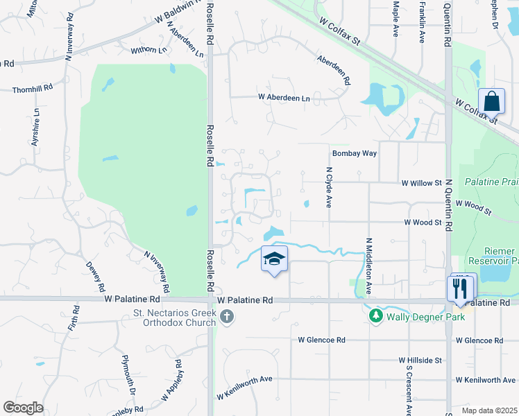 map of restaurants, bars, coffee shops, grocery stores, and more near 107 North Craigie Lane in Inverness