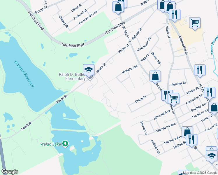 map of restaurants, bars, coffee shops, grocery stores, and more near 8 Leo's Lane in Avon