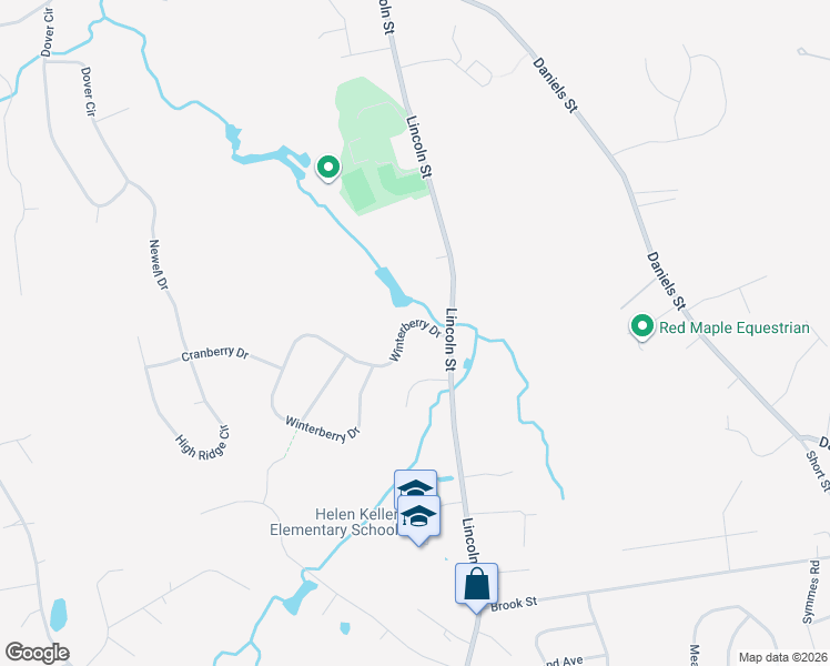map of restaurants, bars, coffee shops, grocery stores, and more near 6 Winterberry Drive in Franklin