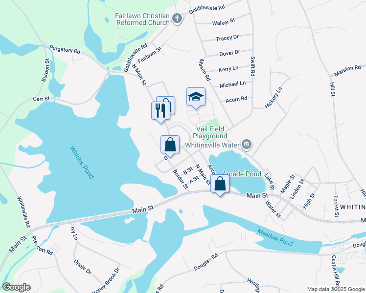map of restaurants, bars, coffee shops, grocery stores, and more near 8 Overlook Street in Northbridge