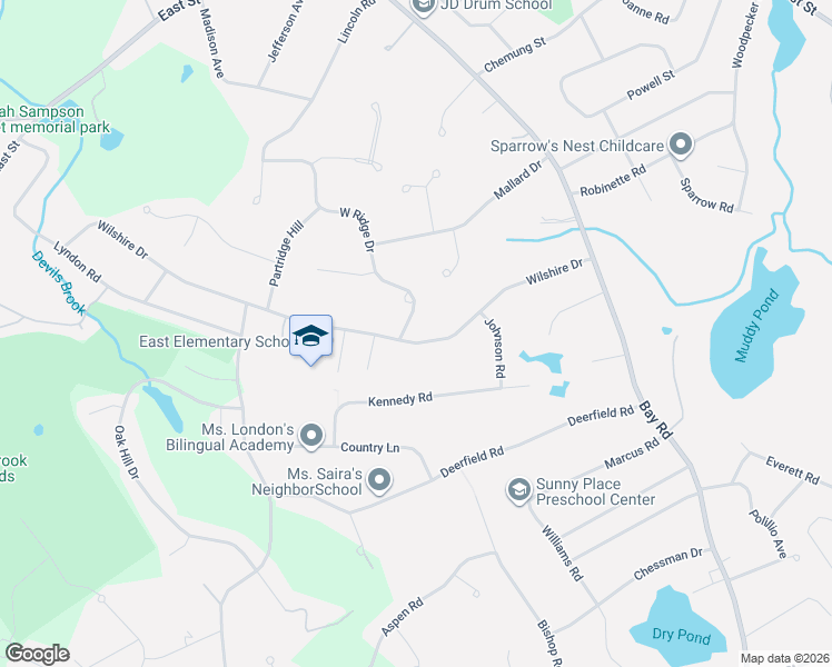 map of restaurants, bars, coffee shops, grocery stores, and more near 6 West Ridge Drive in Sharon