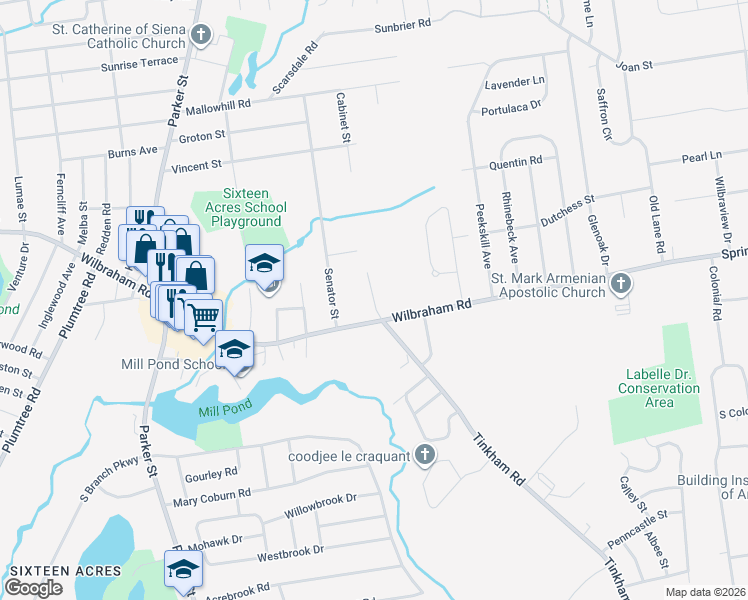 map of restaurants, bars, coffee shops, grocery stores, and more near 25 Cabinet Street in Springfield