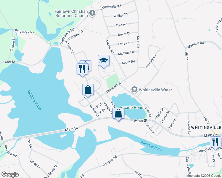 map of restaurants, bars, coffee shops, grocery stores, and more near 21 Crescent Street in Northbridge