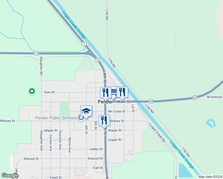 map of restaurants, bars, coffee shops, grocery stores, and more near 300 Ivan Street in Pender