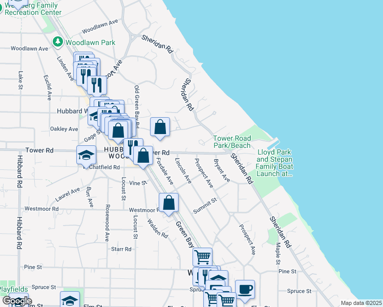 map of restaurants, bars, coffee shops, grocery stores, and more near 860 Lamson Drive in Winnetka
