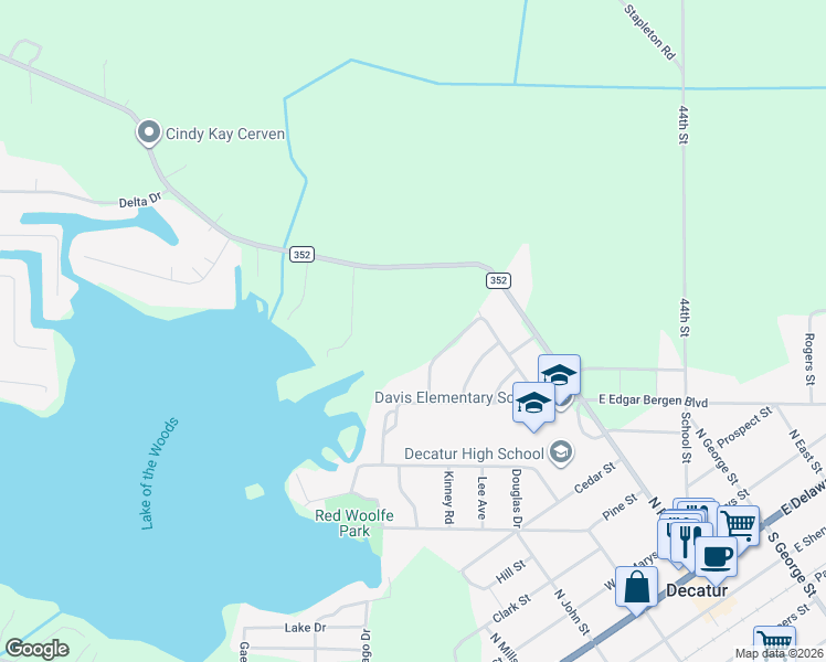 map of restaurants, bars, coffee shops, grocery stores, and more near 508 Greenbriar Terrace in Decatur