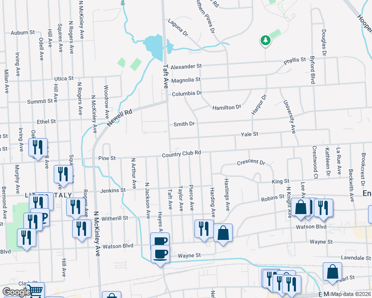 map of restaurants, bars, coffee shops, grocery stores, and more near in Endwell