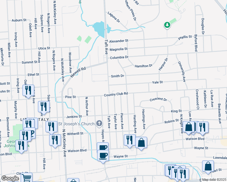 map of restaurants, bars, coffee shops, grocery stores, and more near in Endwell