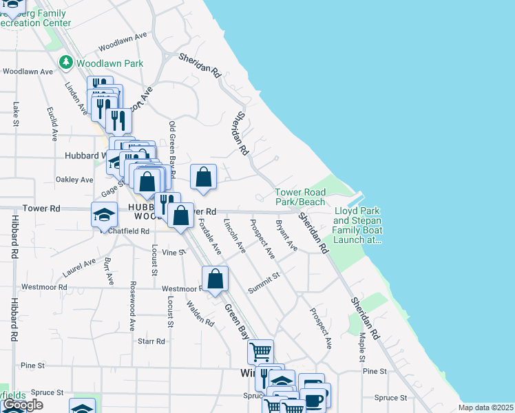 map of restaurants, bars, coffee shops, grocery stores, and more near 860 Lamson Drive in Winnetka