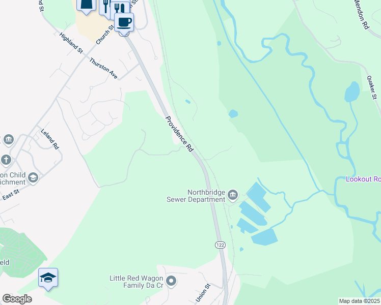 map of restaurants, bars, coffee shops, grocery stores, and more near 787 Providence Road in Northbridge