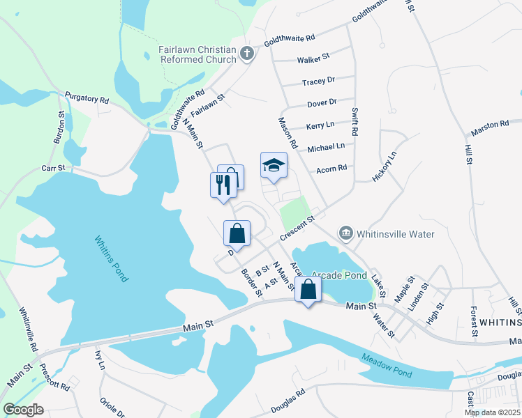 map of restaurants, bars, coffee shops, grocery stores, and more near 44 Overlook Street in Northbridge