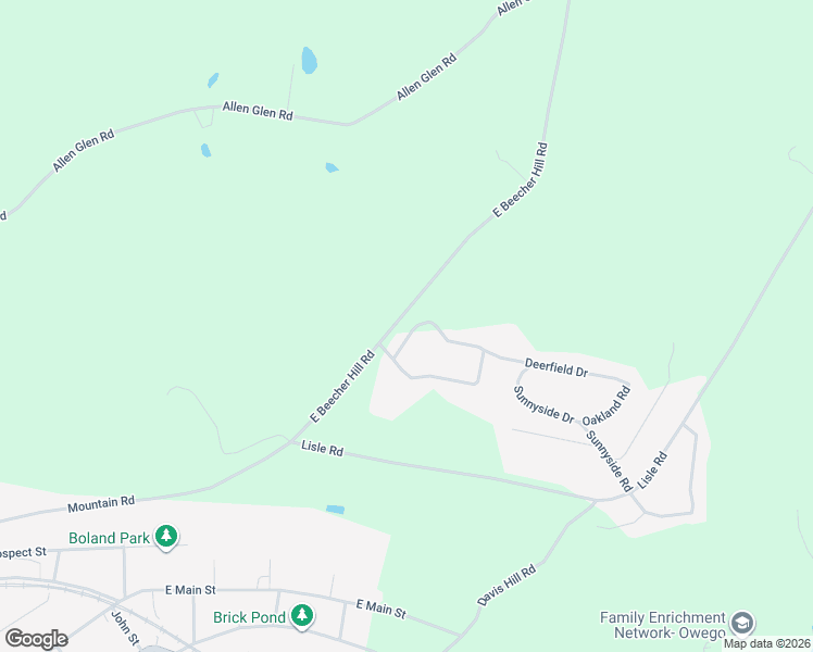 map of restaurants, bars, coffee shops, grocery stores, and more near 605 East Beecher Hill Road in Owego