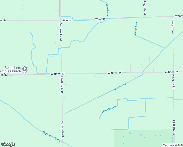 map of restaurants, bars, coffee shops, grocery stores, and more near 42875 Willow Road in Wayne County