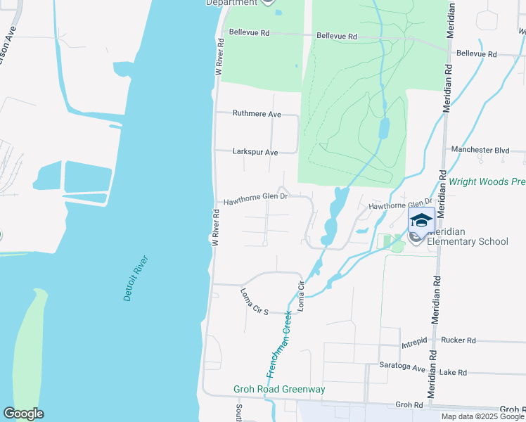map of restaurants, bars, coffee shops, grocery stores, and more near 10241 Nancys Boulevard in Grosse Ile Township