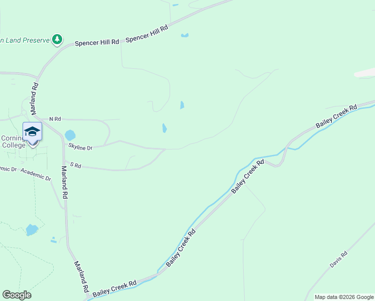 map of restaurants, bars, coffee shops, grocery stores, and more near 10614 Skyline Drive in Corning