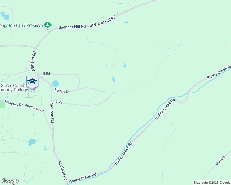 map of restaurants, bars, coffee shops, grocery stores, and more near 10 Skyline Drive in Corning