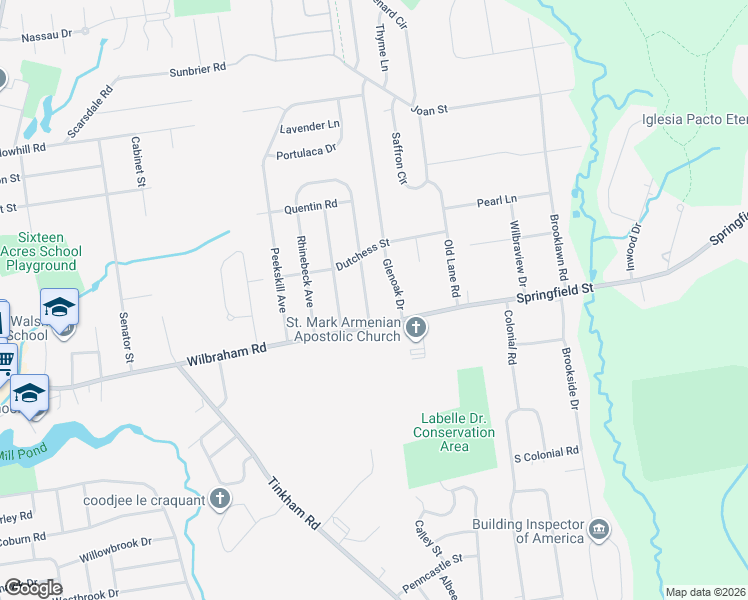 map of restaurants, bars, coffee shops, grocery stores, and more near 25 Pine Acre Road in Springfield