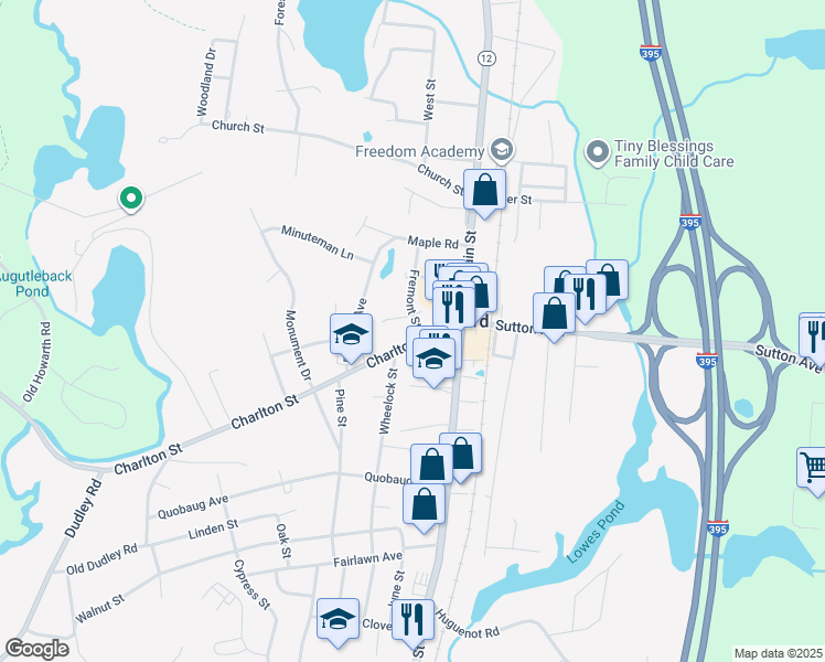 map of restaurants, bars, coffee shops, grocery stores, and more near 3 Fremont Street in Oxford