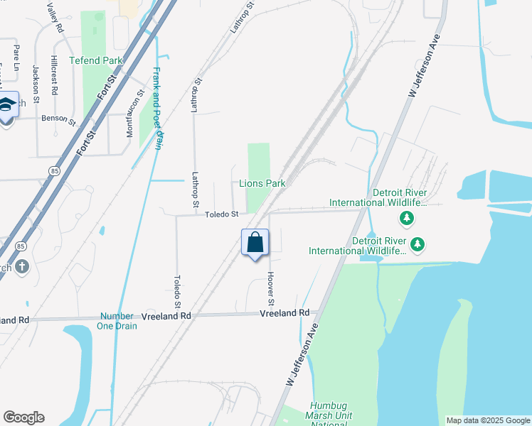 map of restaurants, bars, coffee shops, grocery stores, and more near 2421 Toledo Street in Trenton