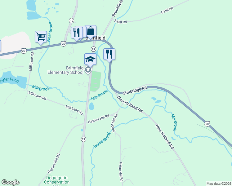 map of restaurants, bars, coffee shops, grocery stores, and more near 40 Sturbridge Road in Brimfield