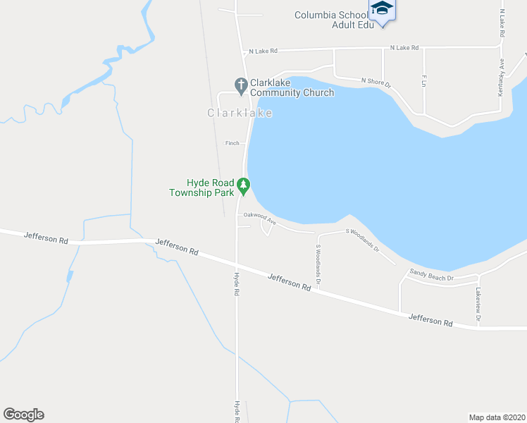 map of restaurants, bars, coffee shops, grocery stores, and more near 345 Oakwood Avenue in Clarklake